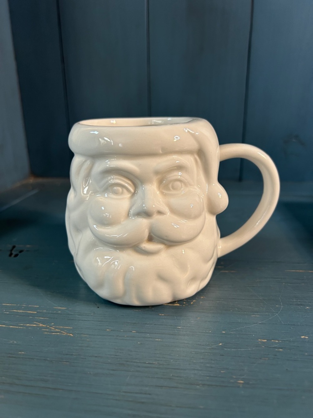 White Santa Face Ceramic Mug - Festive Holiday Drinkware